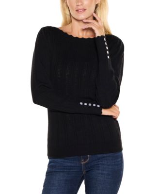 Женский свитер Belldini Scalloped-Trim Boat Neck