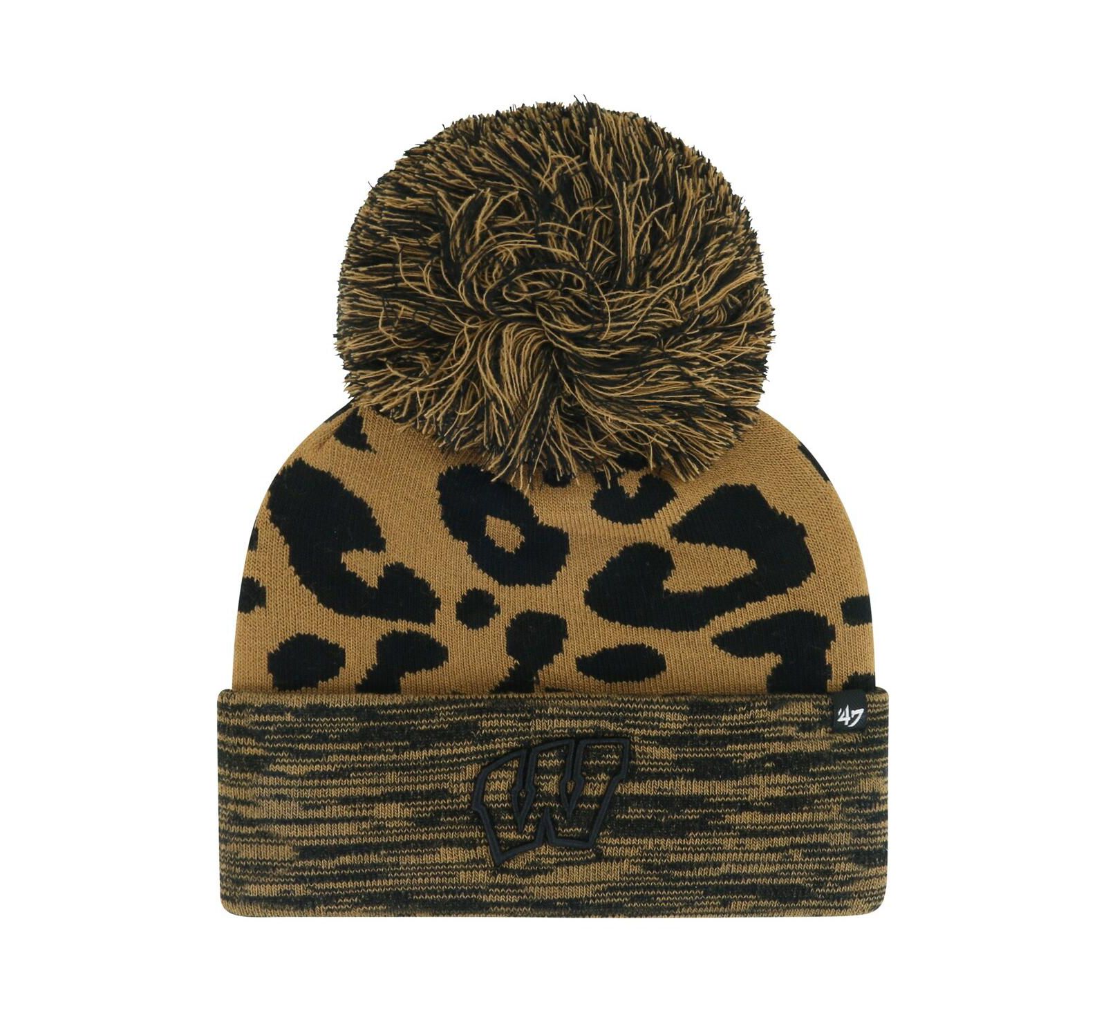 '47 Brand Women's Brown Wisconsin Badgers Rosette Cuffed Pom with Knit Hat
