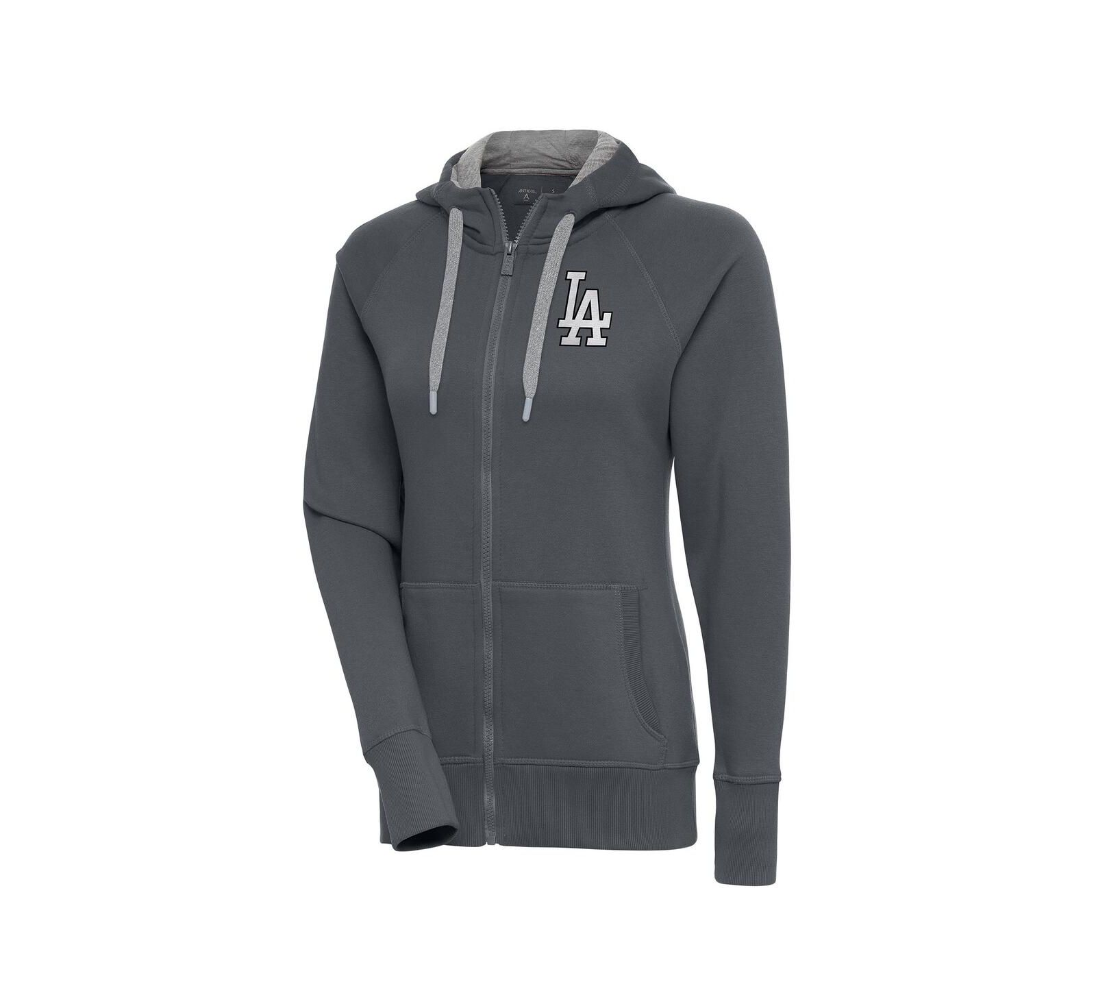 Женское худи Antigua Los Angeles Dodgers Charcoal Brushed Metallic Victory Full-Zip