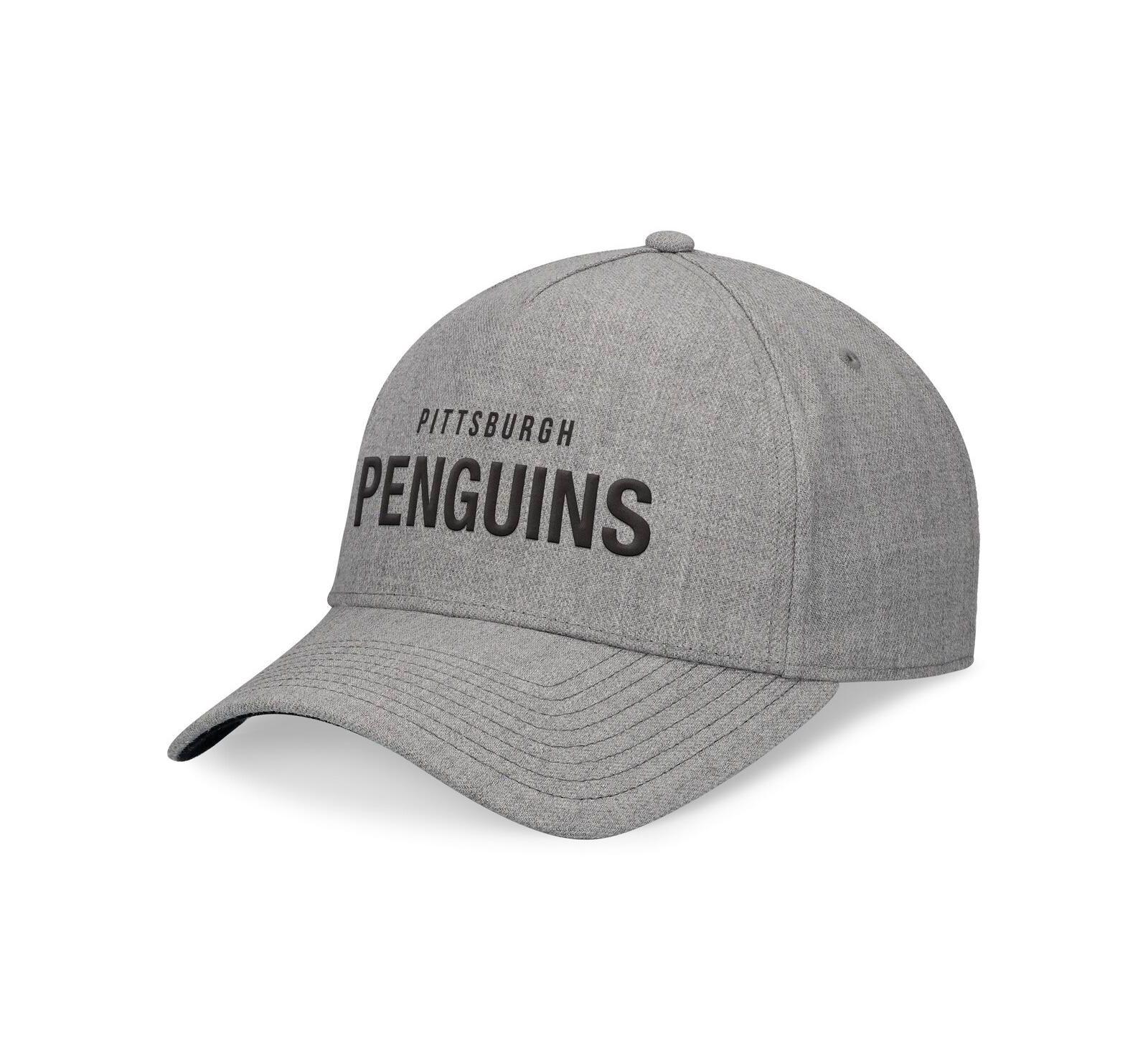 Fanatics Мужской Heather Gray Pittsburgh Penguins Elements A-Frame Leather Strapback Hat
