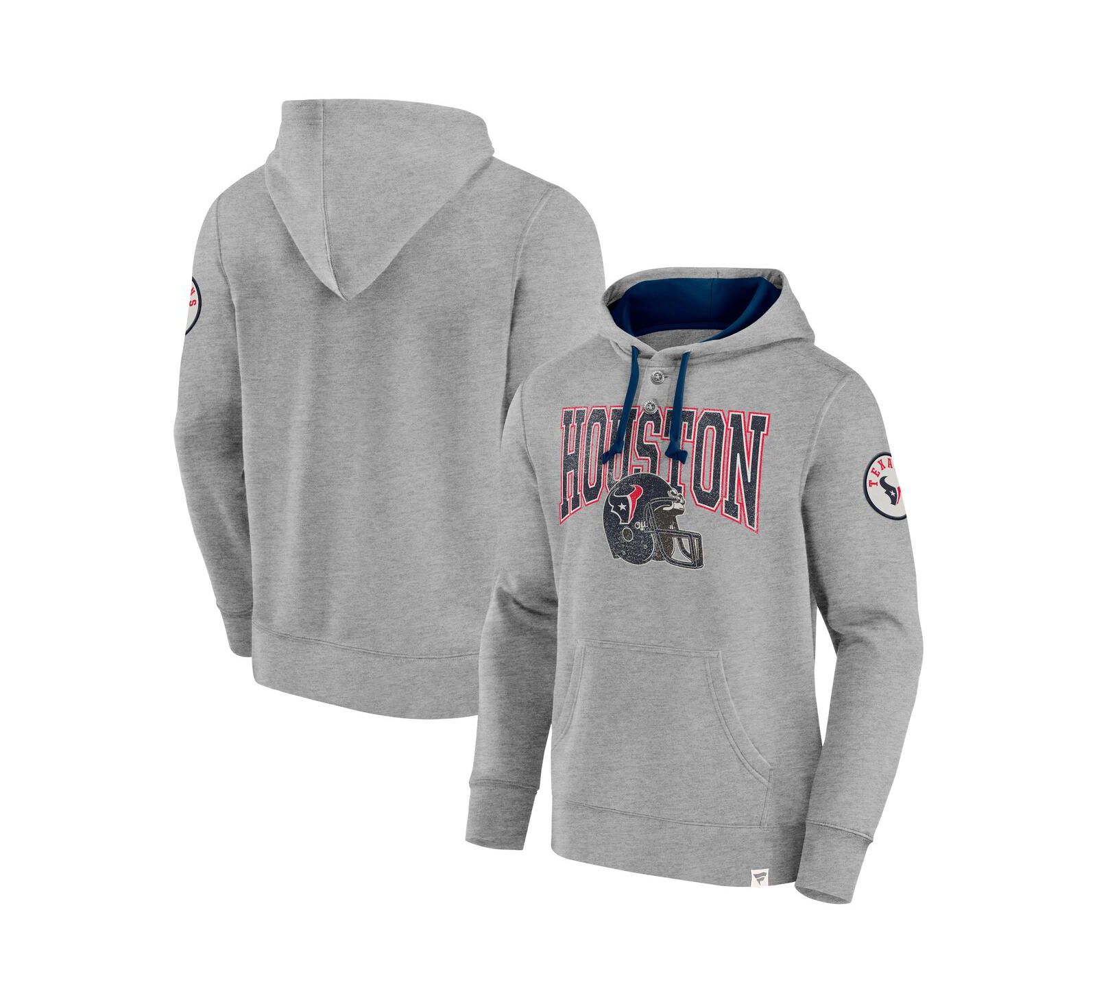 Fanatics Мужской худи с логотипом Houston Texans, серый меланж