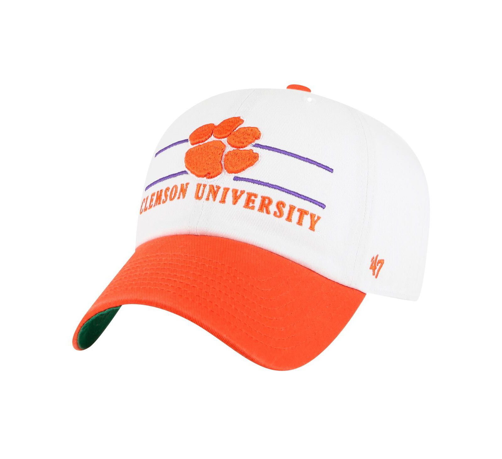 Мужская белая кепка '47 Brand Clemson Tigers Gridiron Clean Up, регулируемая