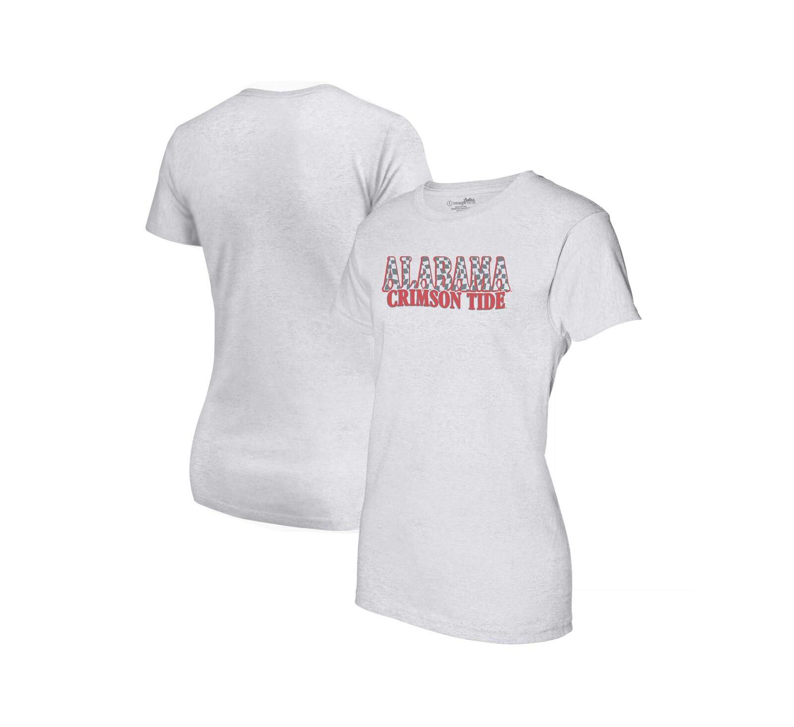 Женская футболка Image One Heather Gray Alabama Crimson Tide Checkered Team Name Wavy Tri-Blend