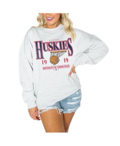 Gameday Couture Women's Gray UConn Huskies Premium Fleece Drop Shoulder Pullover Sweatshirt