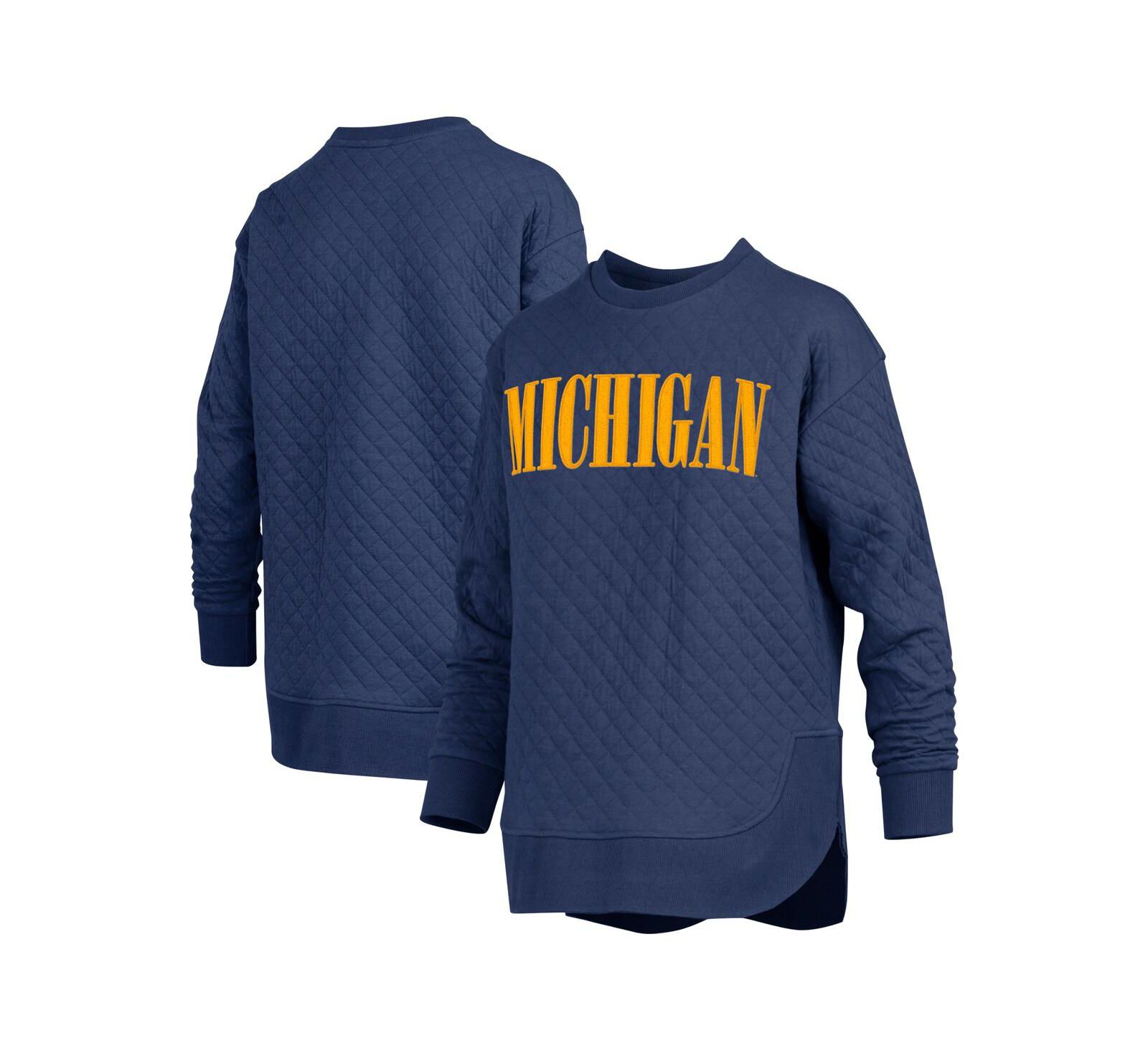 Женское стеганое худи Pressbox Michigan Wolverines с длинным рукавом, темно-синий
