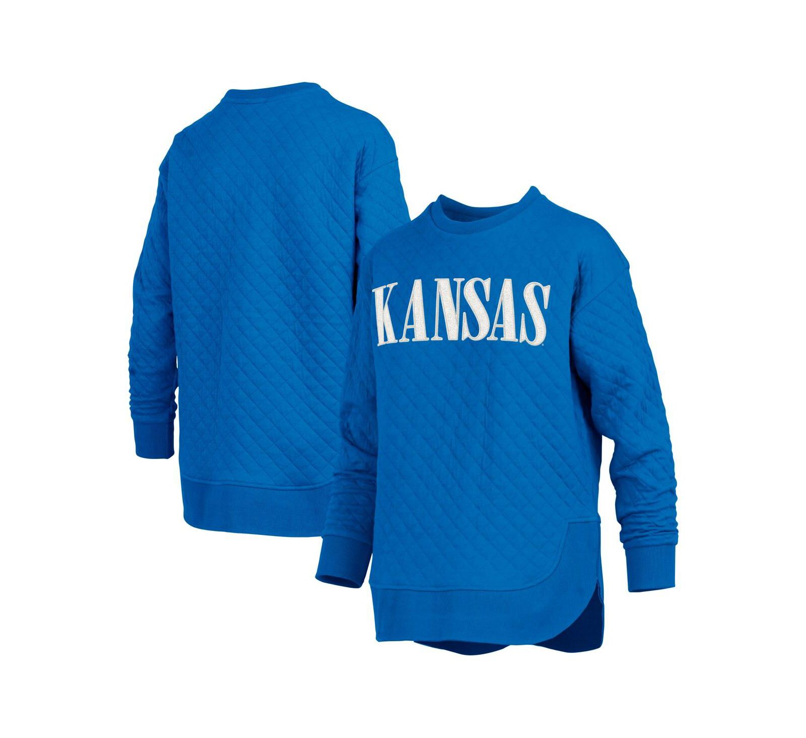 Женская толстовка Pressbox Royal Kansas Jayhawks Quilted Long Sleeve Pullover