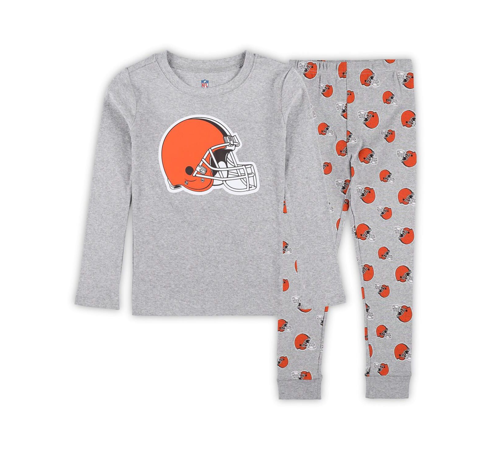 Outerstuff Preschool 2-Piece Heather Gray Cleveland Browns Long Sleeve T-Shirt and Pants Sleep Set