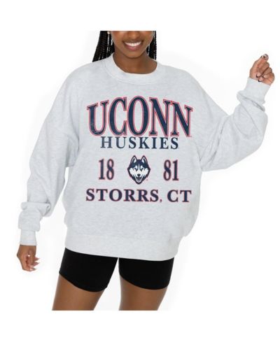 Gameday Couture Women's Ash UConn Huskies Premium Fleece Pullover Sweatshirt