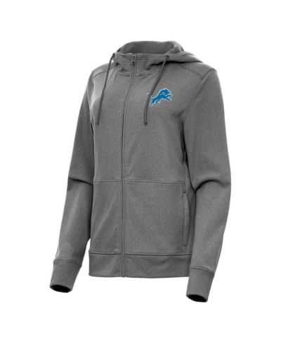 Antigua Women's Heather Charcoal Detroit Lions Seeker Full-Zip Hooded Jacket