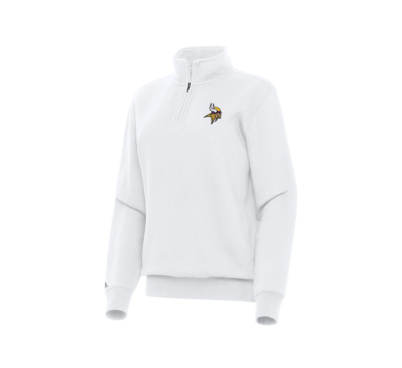 Женский топ Antigua White Minnesota Vikings Victory Quarter-Zip