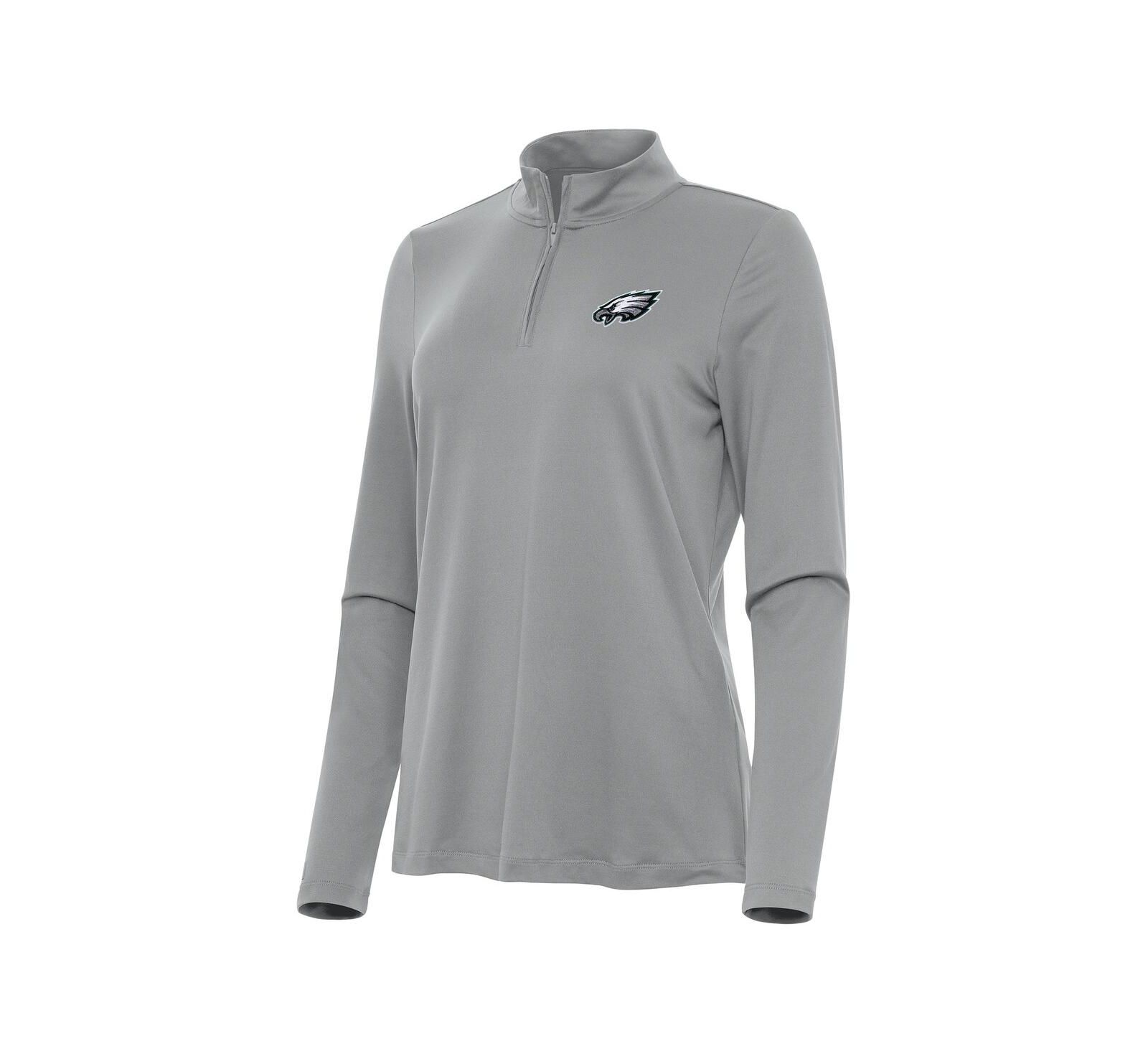 Женский топ Antigua Philadelphia Eagles Reprocess Quarter-Zip, Gray