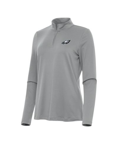 Antigua Women's Gray Philadelphia Eagles Reprocess Quarter-Zip Top