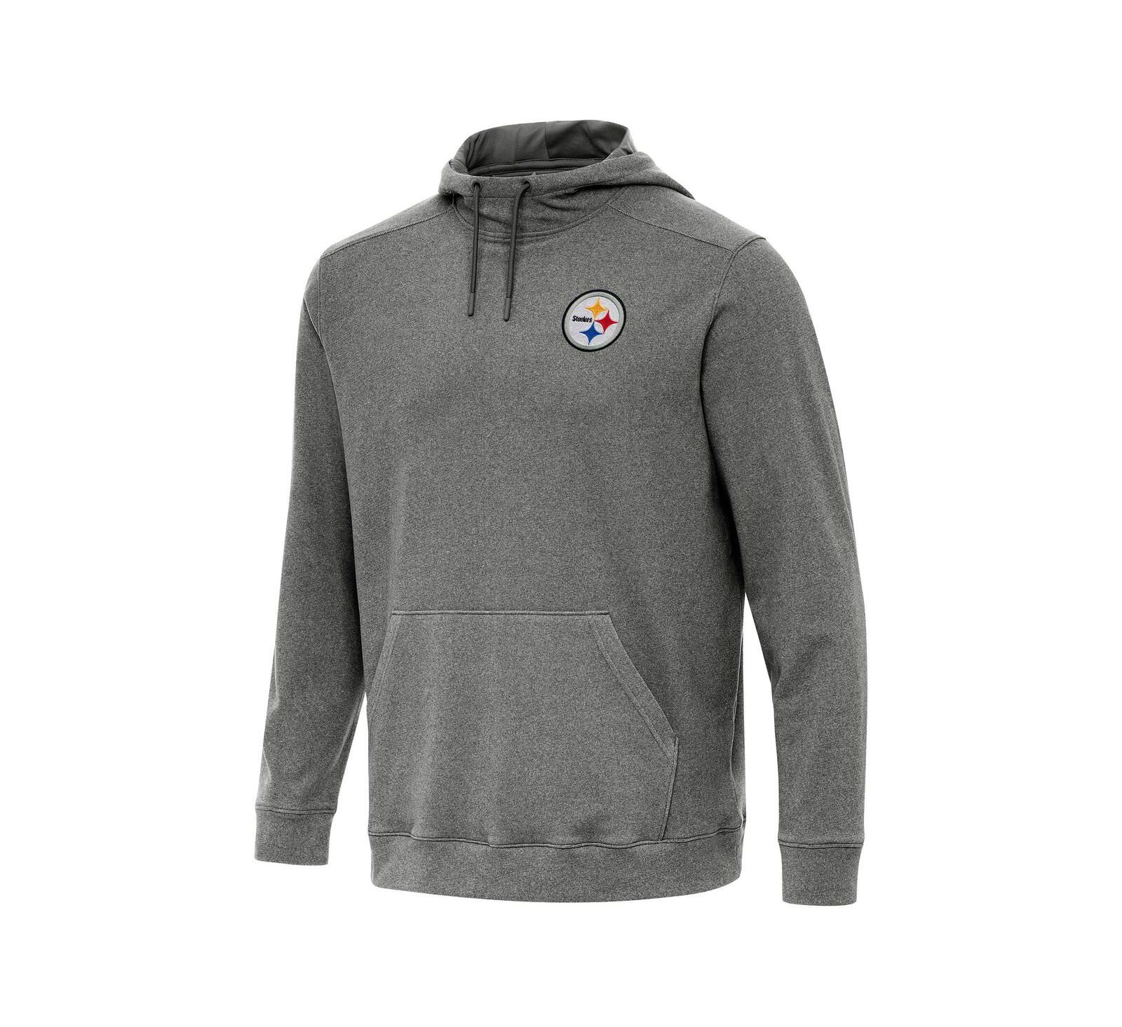 Мужское худи Antigua Heather Black Pittsburgh Steelers Cloud Pullover