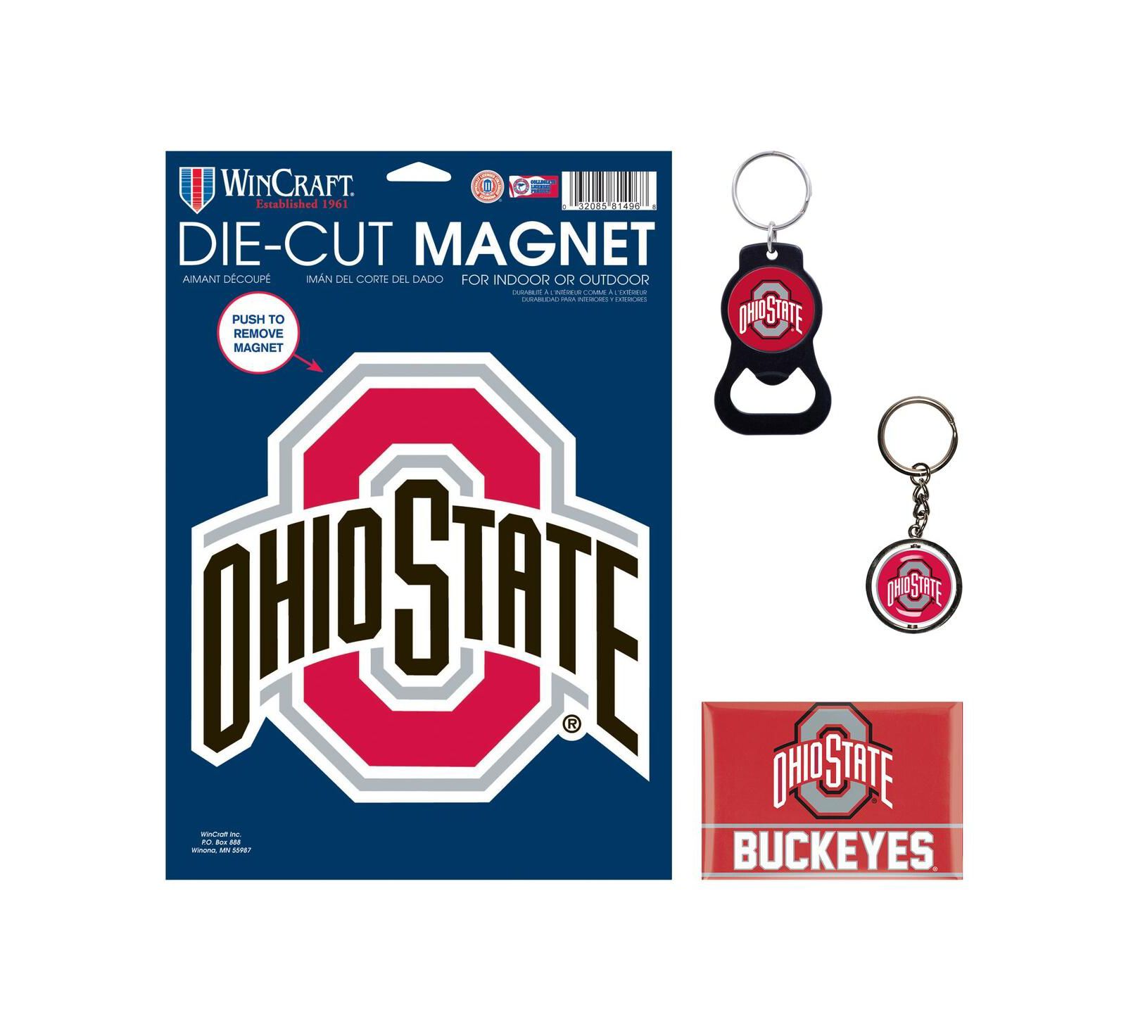 Wincraft Ohio State Buckeyes 4-Pack Key Rings and Magnets Set