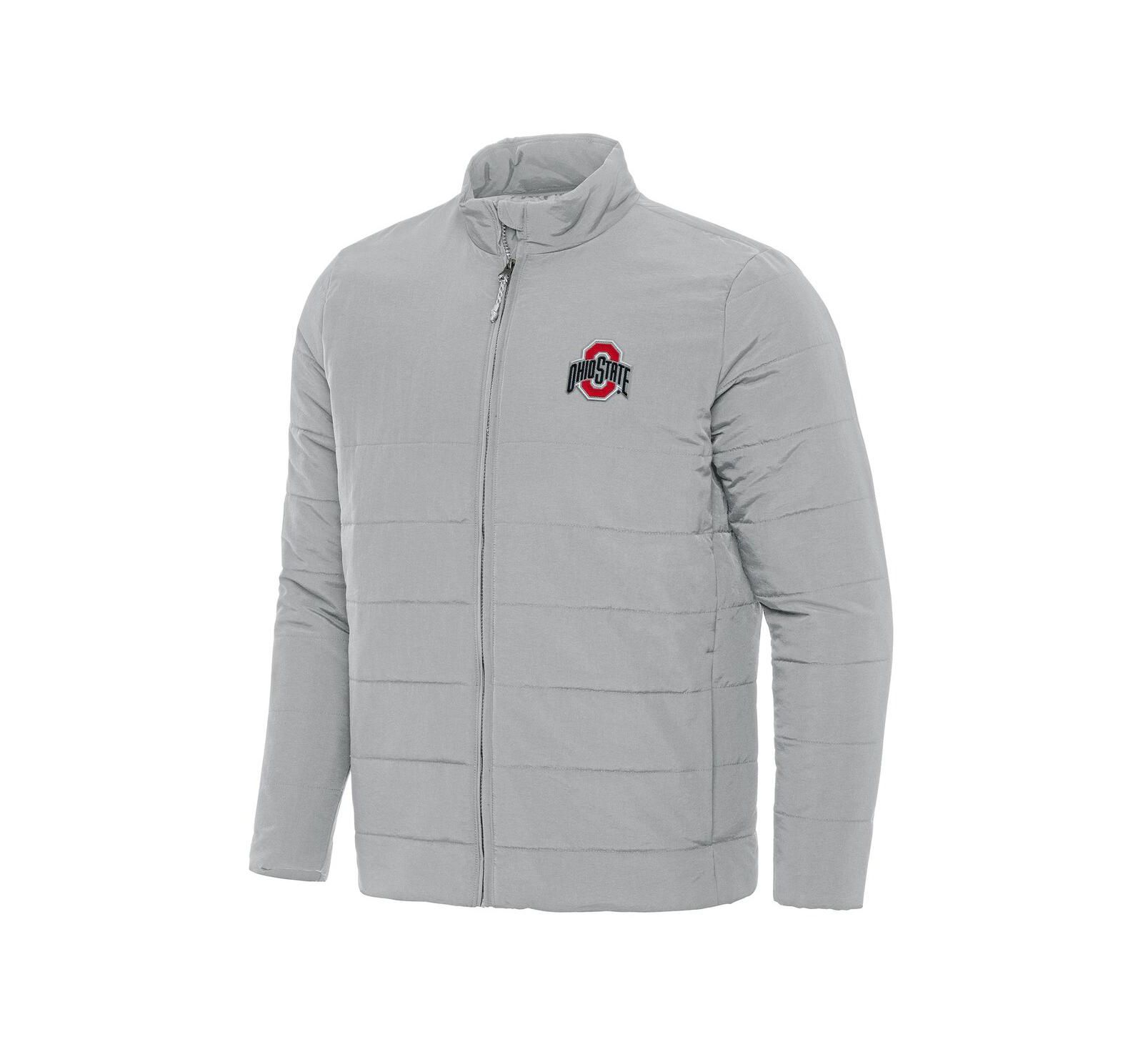 Antigua Men's Gray Ohio State Buckeyes Swelter Full-Zip Puffer Jacket