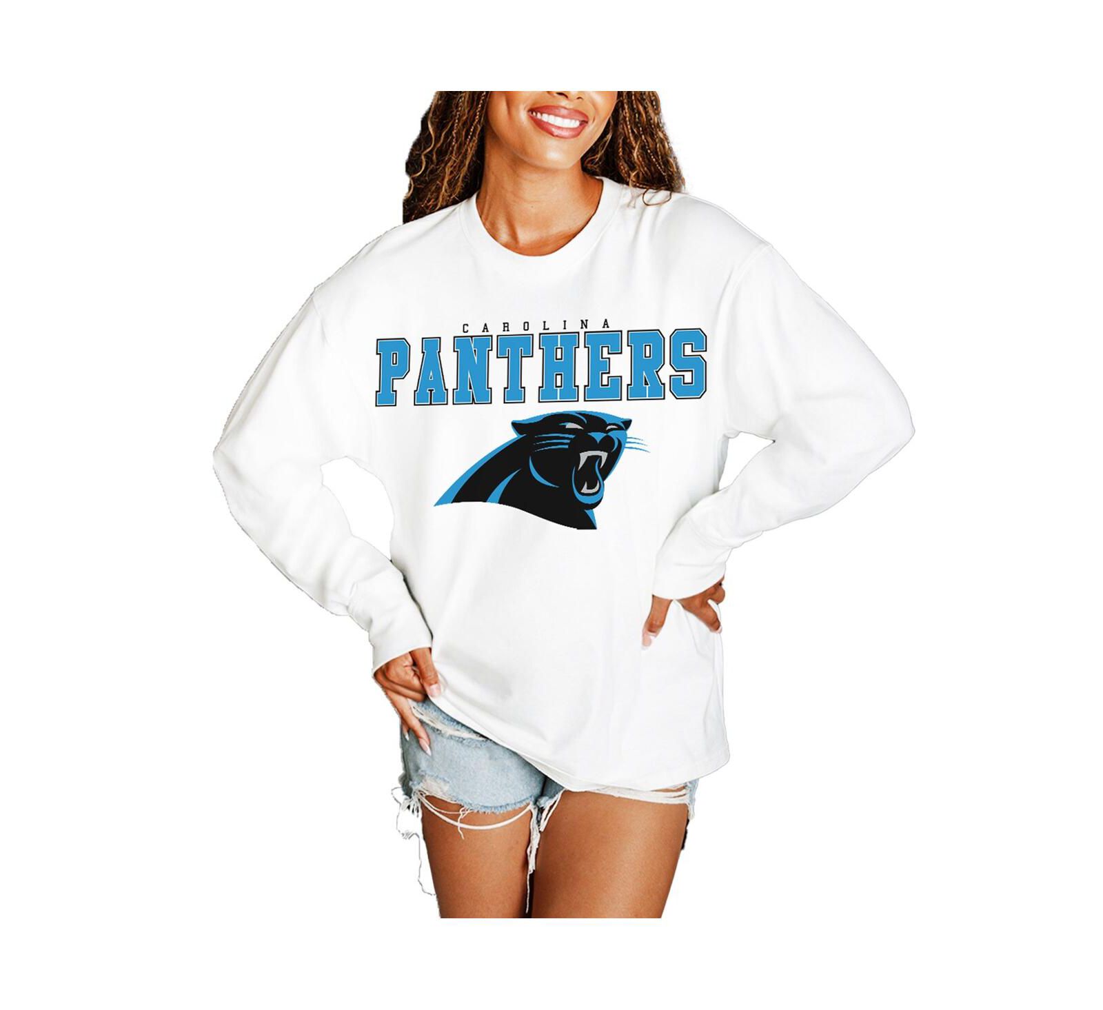 Женская футболка Gameday Couture White Carolina Panthers Big Goals Oversized Long Sleeve