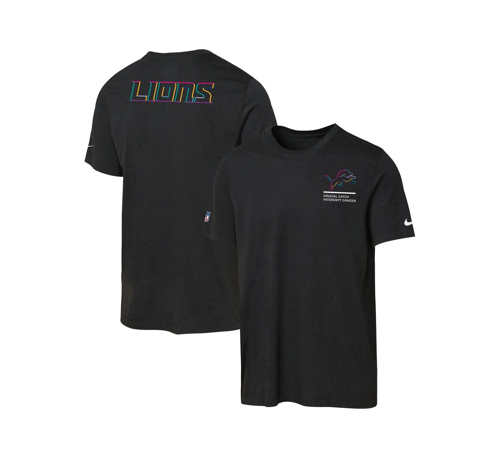 Nike футболка Tri-Blend Dri-FIT Detroit Lions 2025 NFL Crucial Catch для мальчиков и девочек, черная