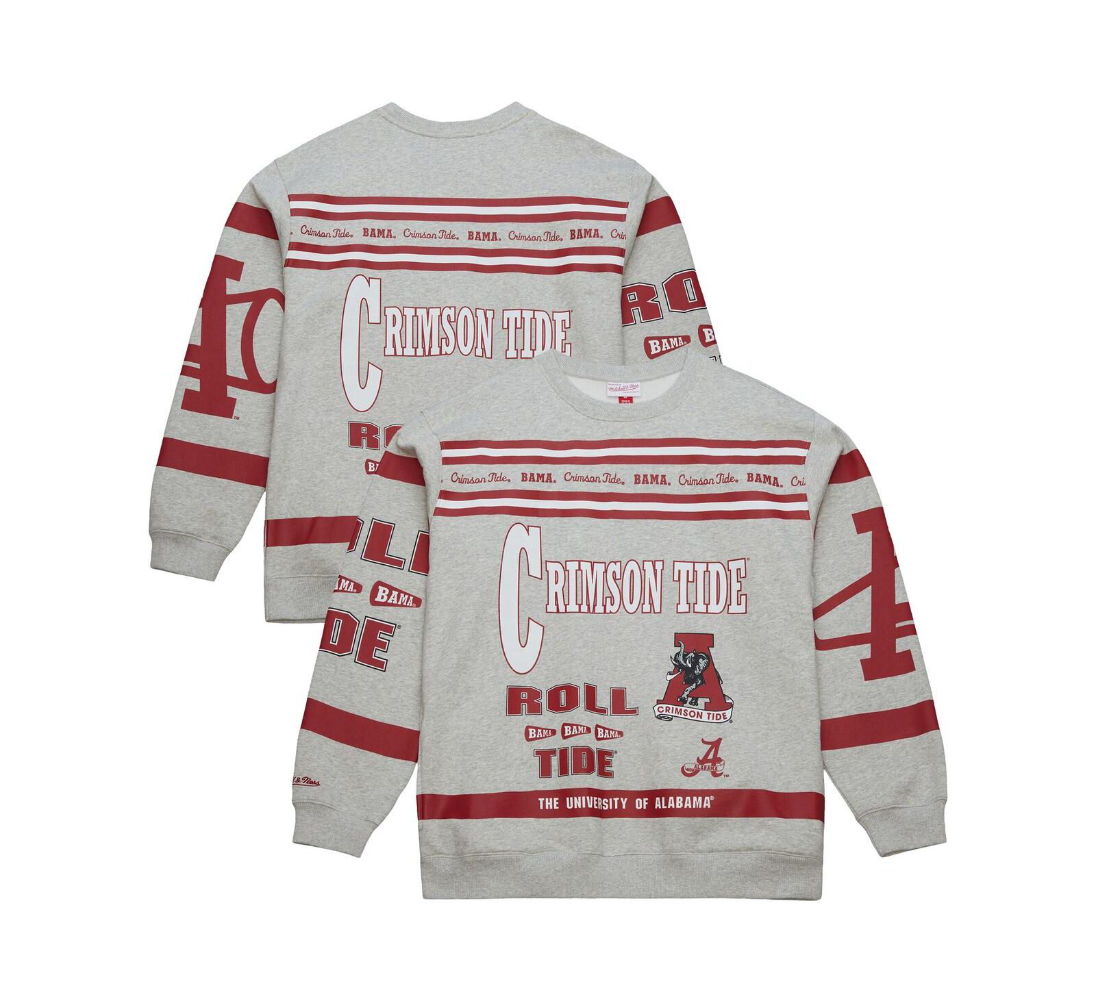 Mitchell & Ness Мужская серая толстовка с принтом Alabama Crimson Tide