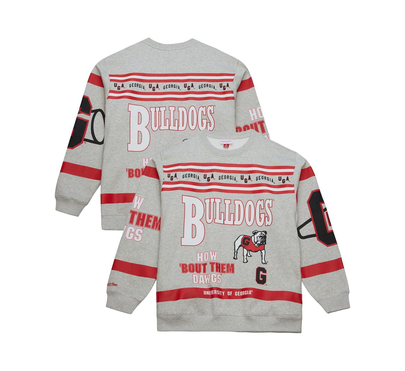 Мужской свитшот Mitchell & Ness Gray Georgia Bulldogs All Over Print