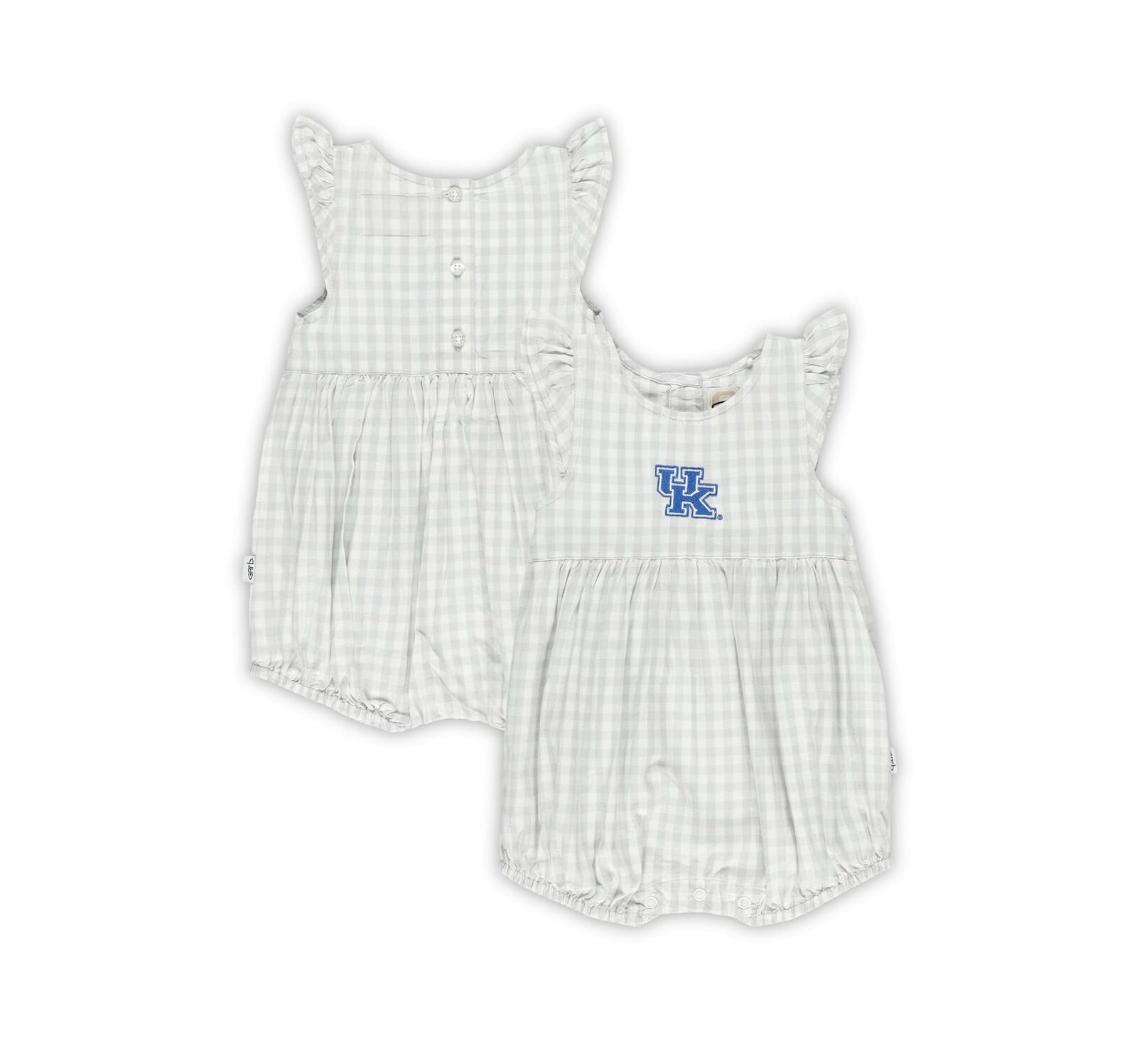 Детский серый боди Garb Kentucky Wildcats Cara Gingham в клетку с оборками