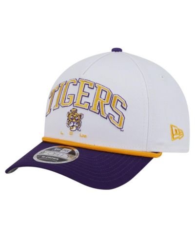 Мужская регулируемая кепка New Era White/Purple LSU Tigers Arch Two-Tone Rope 9FORTY A-Frame M-Crown