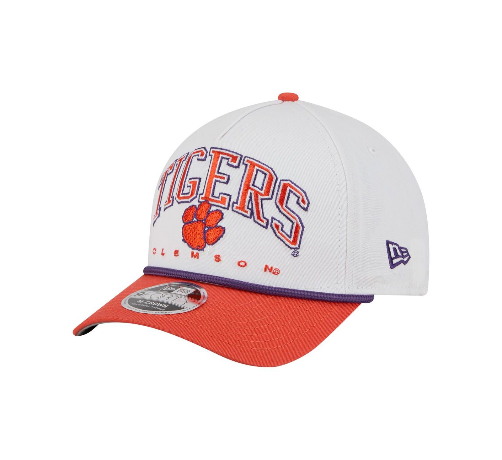 Мужская кепка New Era Clemson Tigers Arch Two-Tone Rope 9FORTY A-Frame M-Crown, бело-оранжевая