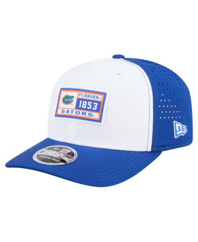 Мужская регулируемая кепка New Era White/Royal Florida Gators Perforated Patched 9SEVENTY