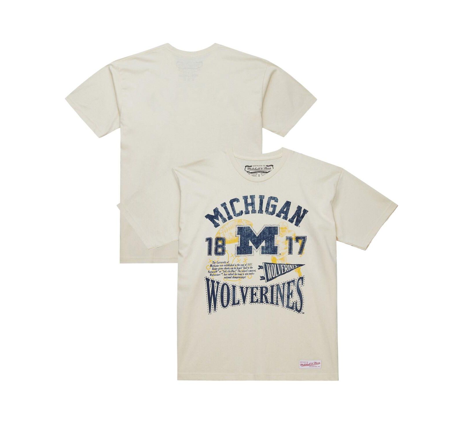 Мужская футболка Mitchell & Ness Michigan Wolverines Heritage Scholar Cream