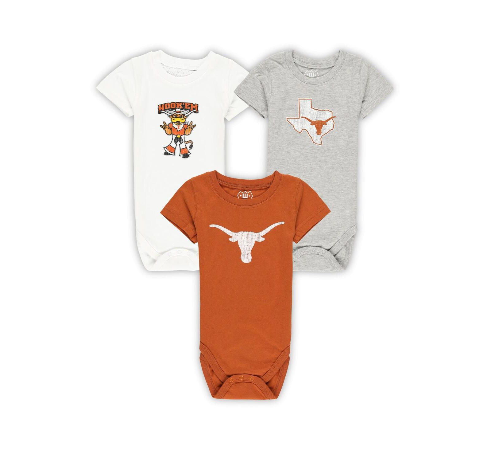 Wes & Willy набор боди для малышей (мальчики и девочки) Texas Longhorns, 3 шт.