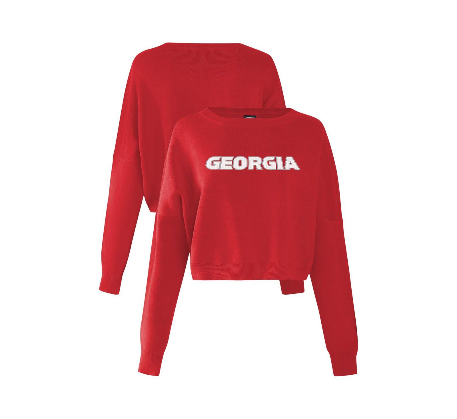 Женский укороченный вязаный пуловер Hype And Vice Red Georgia Bulldogs Oversized Cropped Ivy