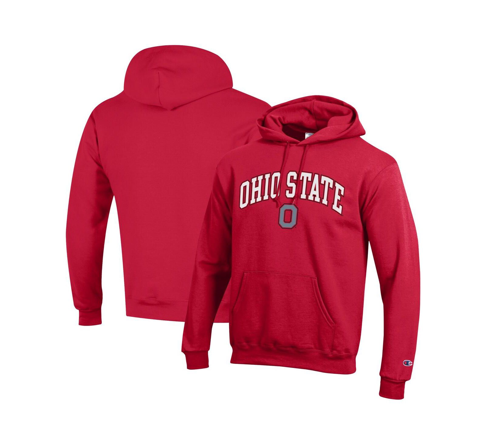 Champion Men's Scarlet Ohio State Buckeyes Arched Logo Fleece Pullover Hoodie