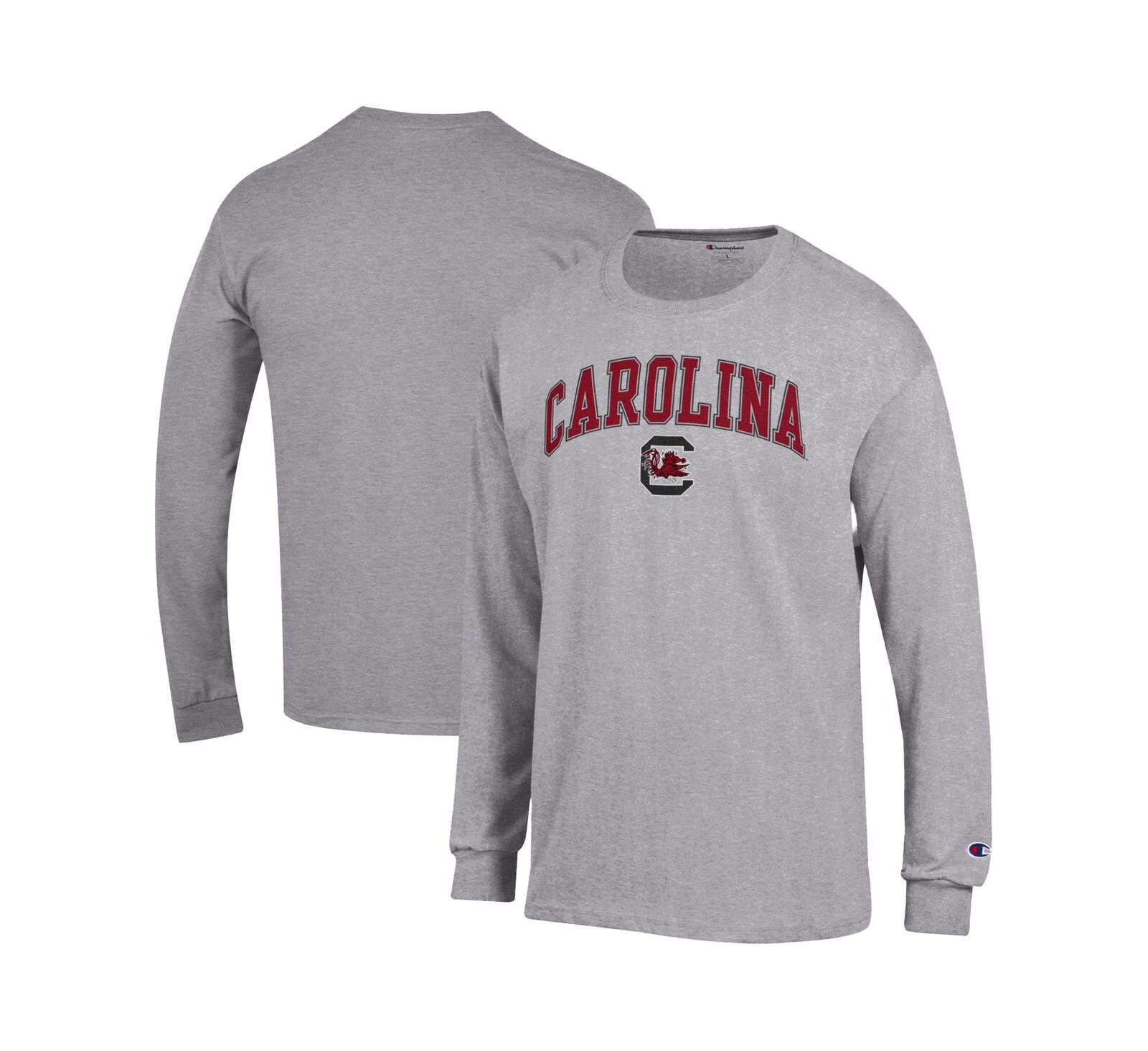 Champion Men's Heather Gray South Carolina Gamecocks Arch Over Logo Long Sleeve T-Shirt