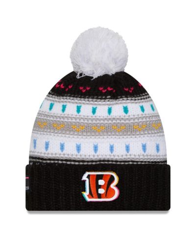 New Era Женская черная вязаная шапка с помпоном Cincinnati Bengals 2025 NFL Crucial Catch Cuffed Knit