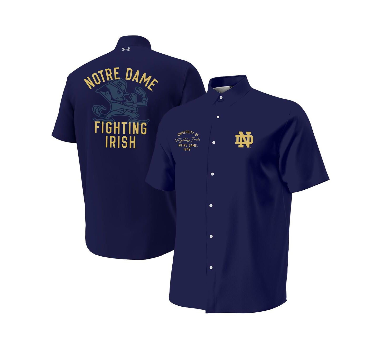 Under Armour Мужская рубашка ArmourFuse Camp Button-Up Navy Notre Dame Fighting Irish