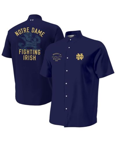 Under Armour Мужская рубашка ArmourFuse Camp Button-Up Navy Notre Dame Fighting Irish