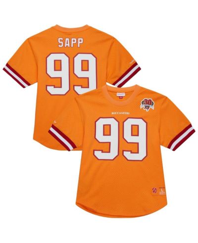 Mitchell & Ness Men's Warren Sapp Orange Tampa Bay Buccaneers Retired Player Name & Number Mesh T-Shirt