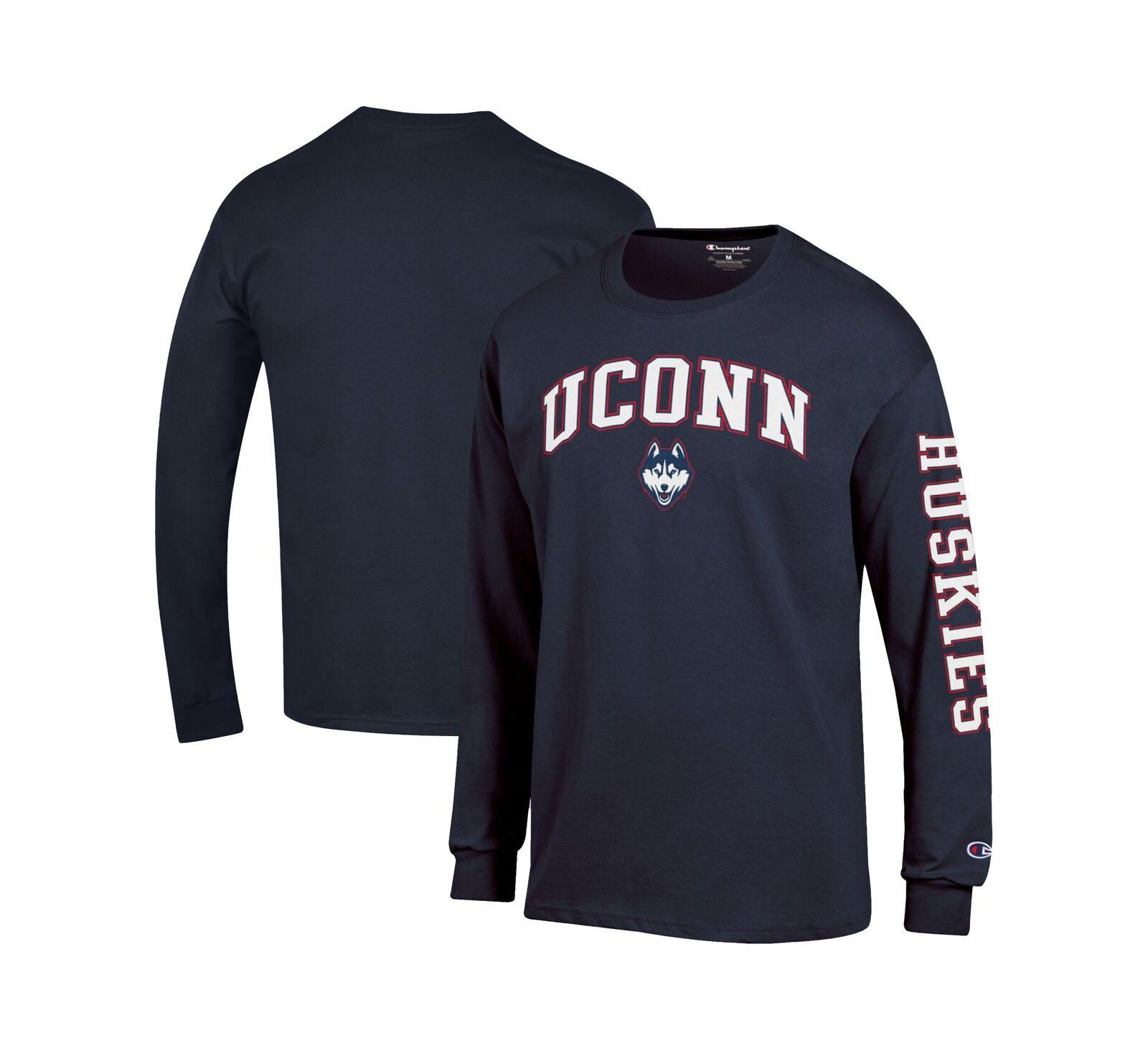 Champion Men's Navy UConn Huskies Arch Over Logo 2-Hit Long Sleeve T-Shirt