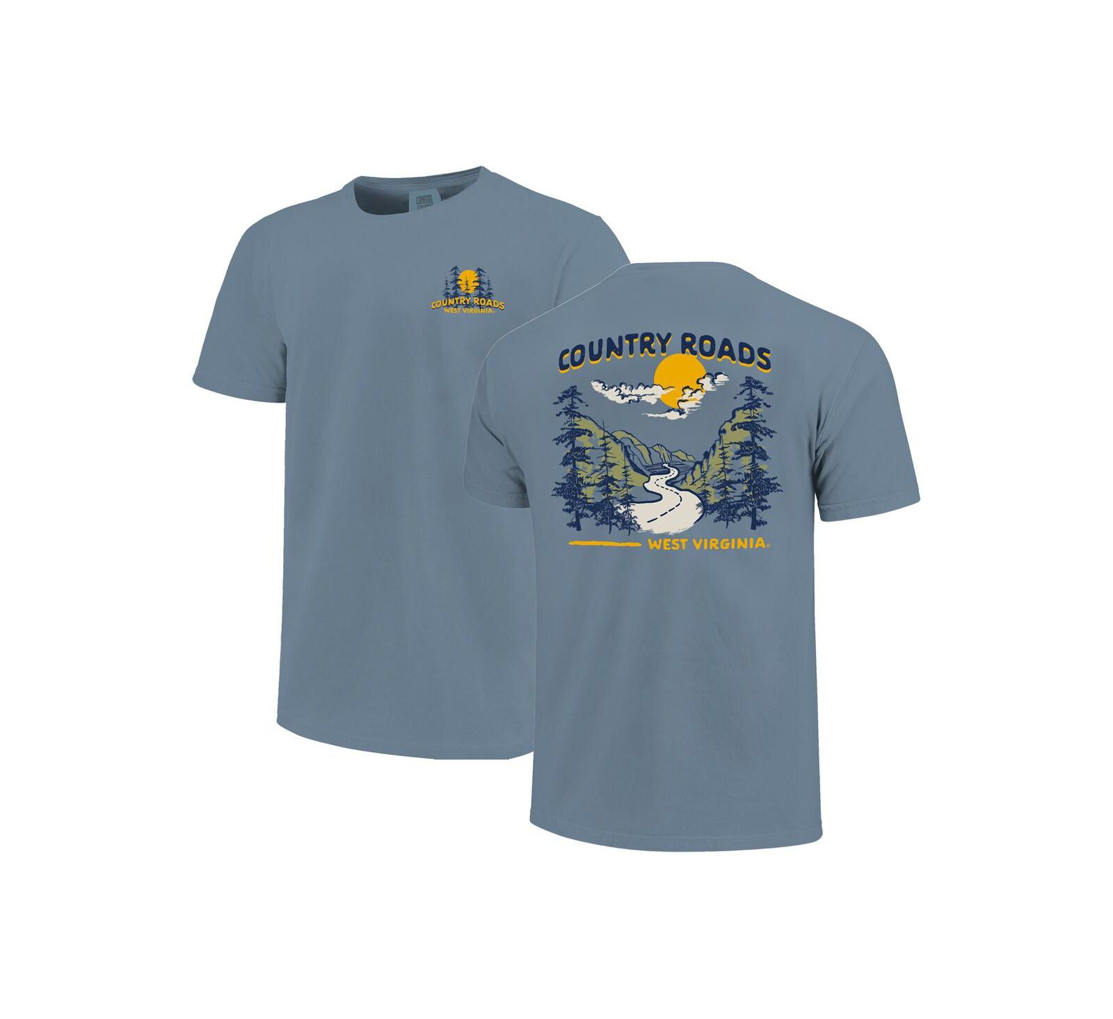 Image One Men's and Women's Blue West Virginia Mountaineers Hyper Local Mountain Road T-Shirt