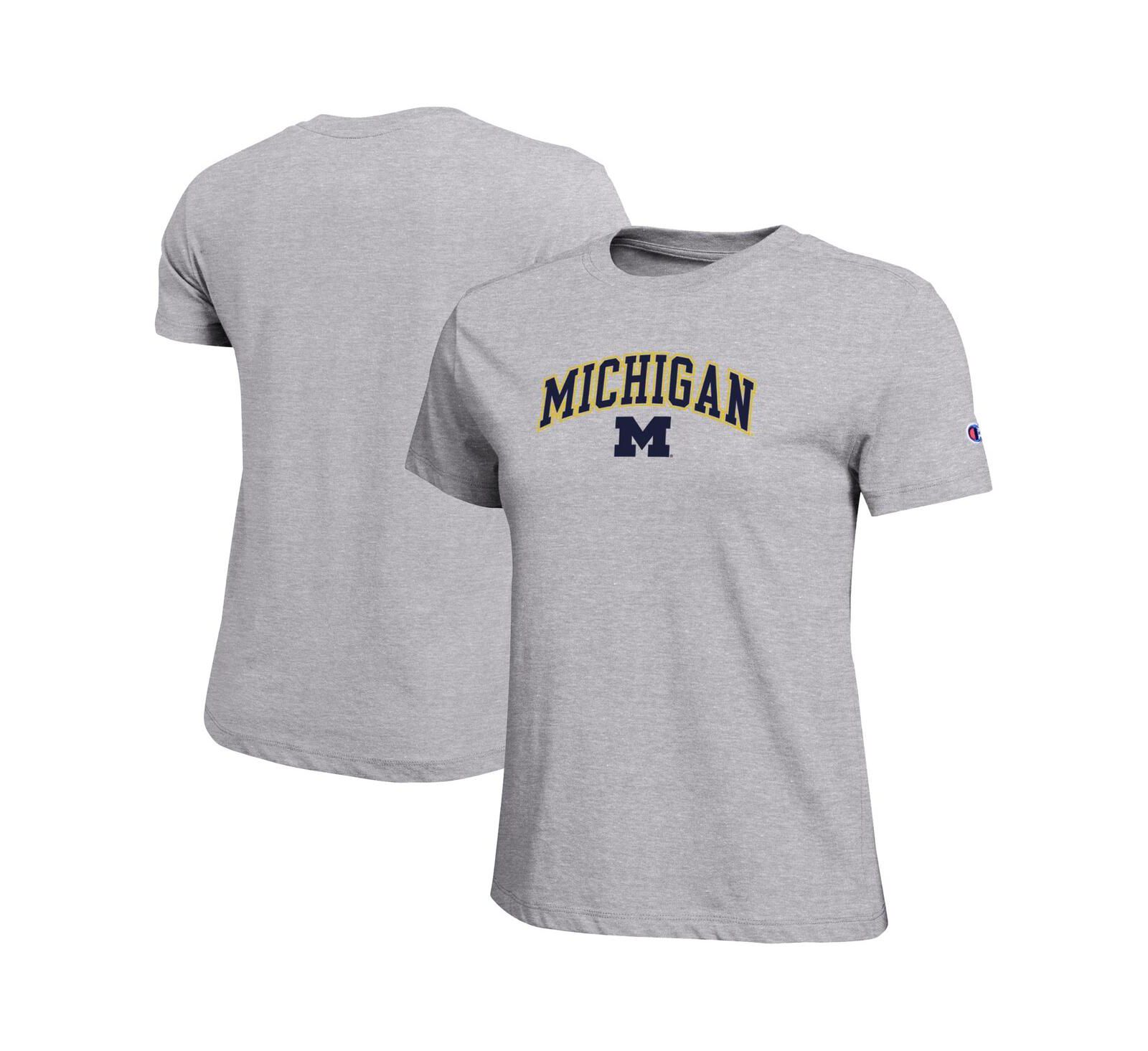 Champion Women's Gray Michigan Wolverines Arched Over Logo T-Shirt