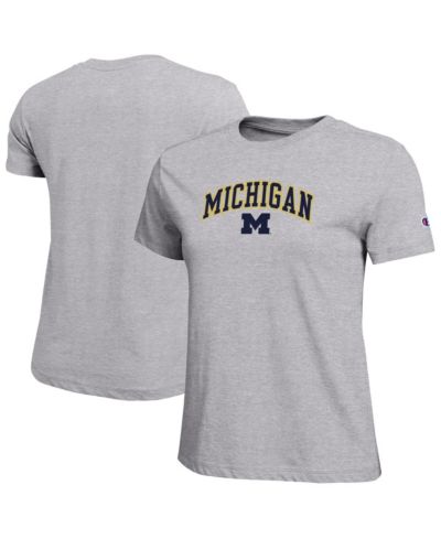 Champion Women's Gray Michigan Wolverines Arched Over Logo T-Shirt
