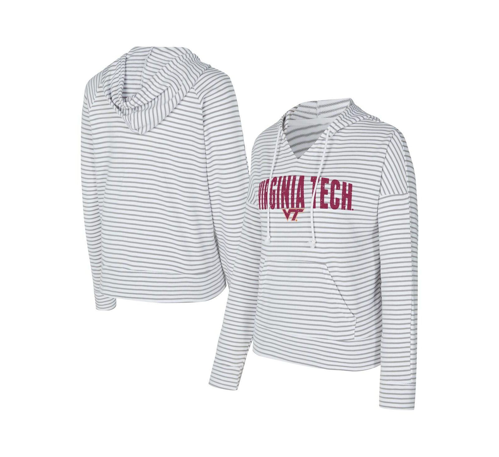 Мужское худи Concepts Sport White/Gray Virginia Tech Hokies French Terry Striped V-Neck Pullover