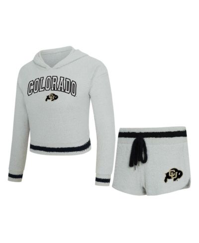 Concepts Sport Женский комплект из 2 предметов: худи с длинным рукавом и шорты Colorado Buffaloes Whitley, серый/черный