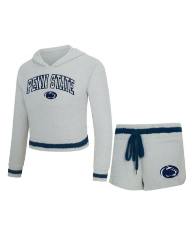 Concepts Sport Женский комплект из 2 предметов Concepts Sport Gray/Navy Penn State Nittany Lions Whitley Long Sleeve Hoodie и шорты