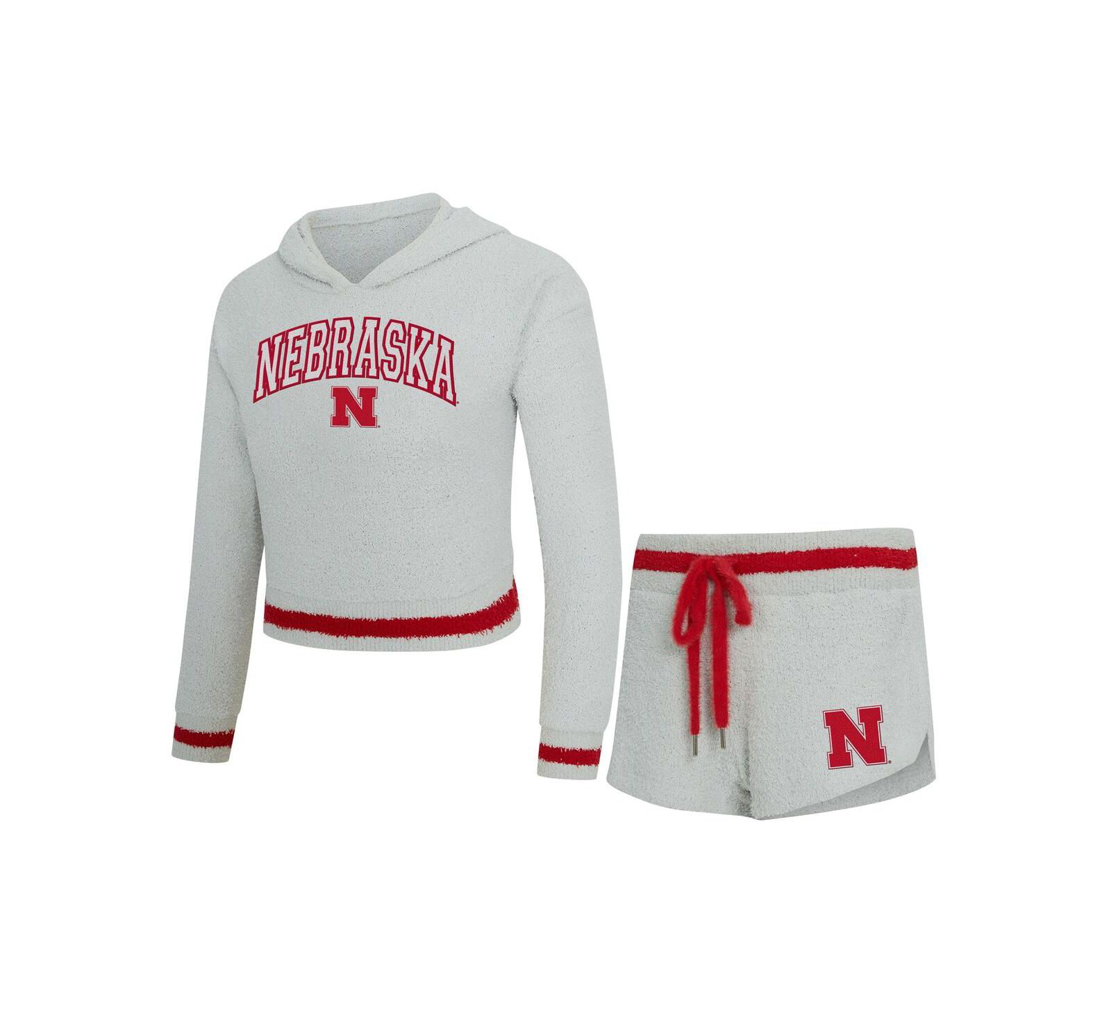 Комплект из худи и шорт Concepts Sport Nebraska Huskers Whitley, Женский, серый/алый