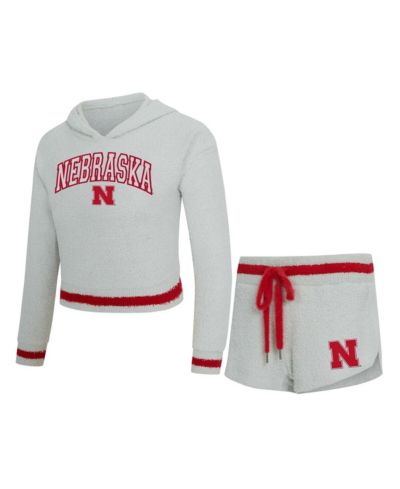 Комплект из худи и шорт Concepts Sport Nebraska Huskers Whitley, Женский, серый/алый