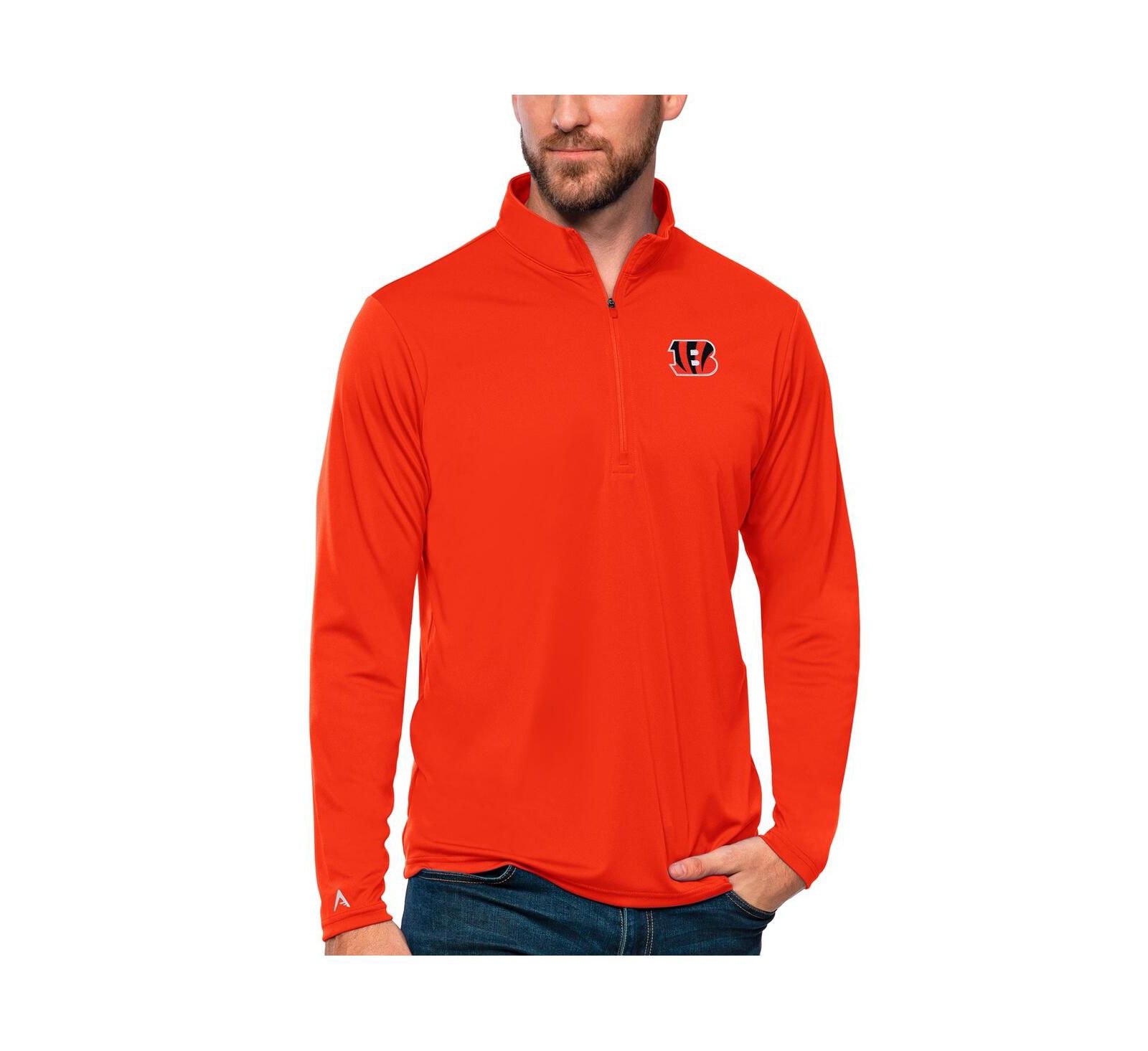 Мужской джемпер Antigua Orange Cincinnati Bengals Tribute Quarter-Zip Lightweight