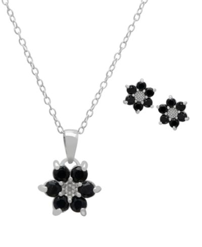 Macy's набор из колье и серег с сапфирами (2.70 ct. t.w.) и бриллиантами (0.015 ct. t.w.) в стерлинговом серебре