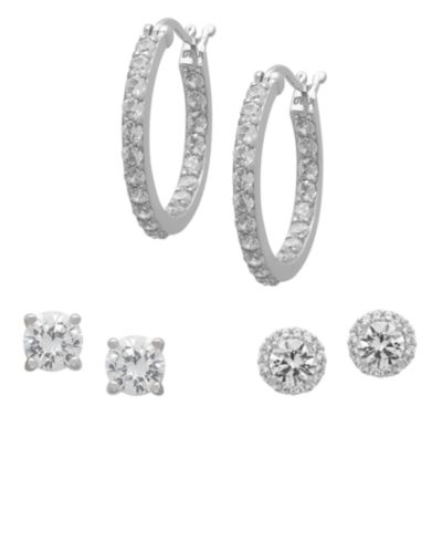 Набор сережек Macy's White Sapphire в серебре