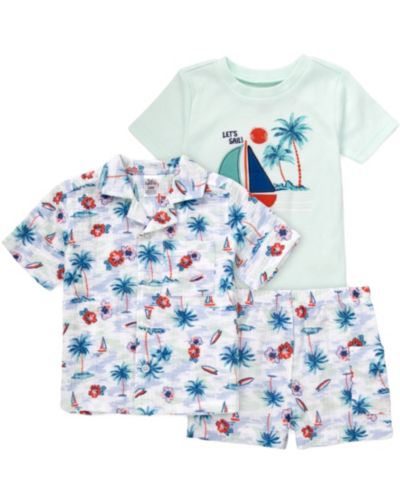 Комплект из 3 предметов для малышей Baby Essentials: рубашка с воротником, футболка с коротким рукавом и напечатанные шорты