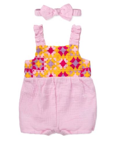 Детский комплект Baby Essentials Baby Girls' Crochet Romper & Headband, 2-Piece Set